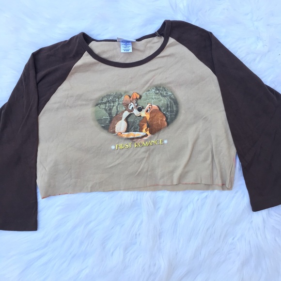 Vintage Tops - Vintage 90s lady and the tramp cropped tee Vintage Tops - Vintage 90s lady and the tramp cropped tee
